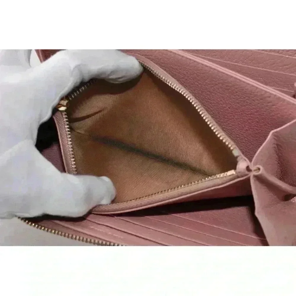 MIU MIU Ribbon Long Wallet Leather Pink Gold Zip Women Used Auth w/Card 8C11191 - Picture 9 of 15